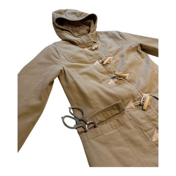 Cotton Duffle Coat With Toggle Buttons Long Length Quilted With Hood Size 8 - Picture 5 of 13
